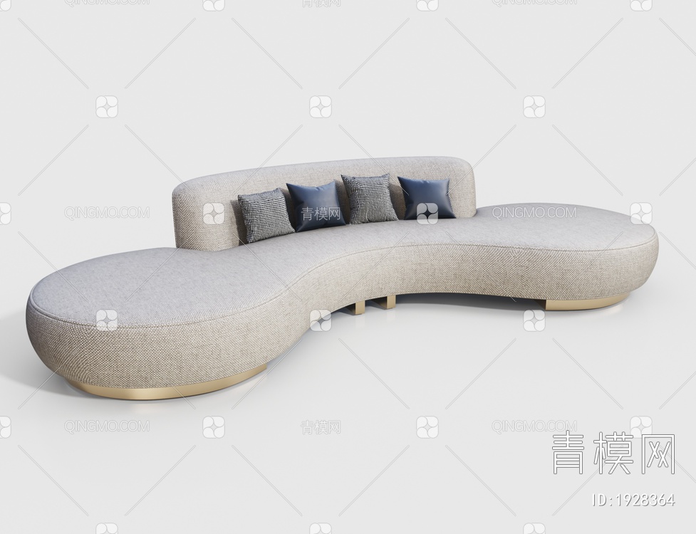 布艺弧形沙发3D模型下载【ID:1928364】