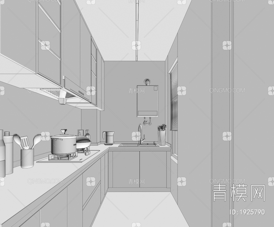 厨房间 厨房 橱柜 吊柜3D模型下载【ID:1925790】