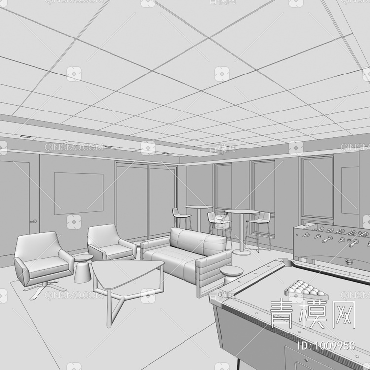 酒店娱乐游戏室 沙发3D模型下载【ID:1009950】