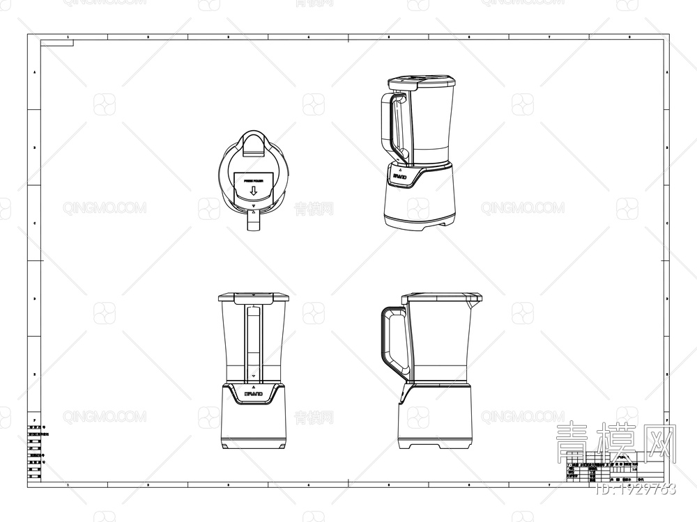厨房果汁机CAD制作图【ID:1929763】