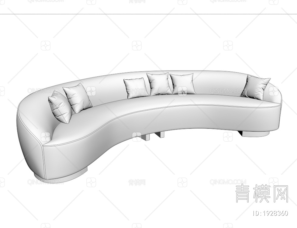 皮革弧形沙发3D模型下载【ID:1928360】