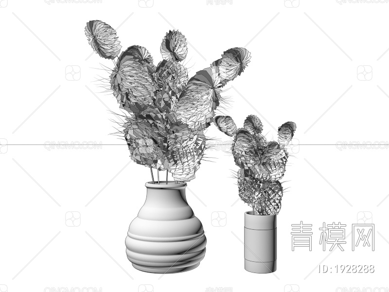 毛绒花球花瓶3D模型下载【ID:1928288】
