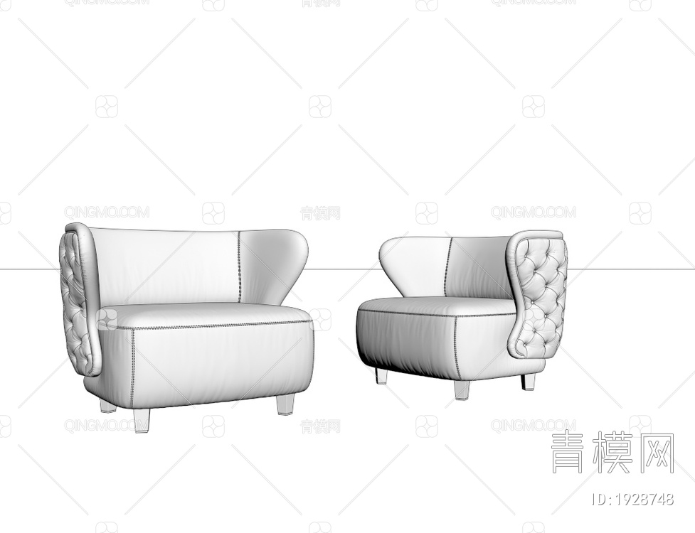 布艺单人沙发3D模型下载【ID:1928748】
