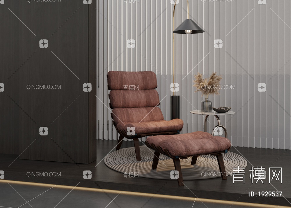 单人休闲椅，摆件，落地灯3D模型下载【ID:1929537】