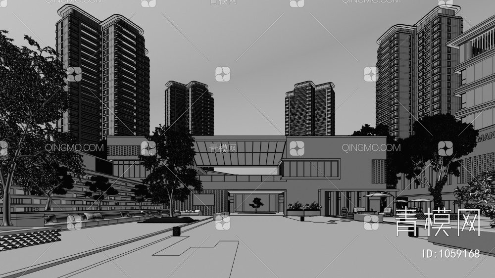 住宅建筑景观3D模型下载【ID:1059168】