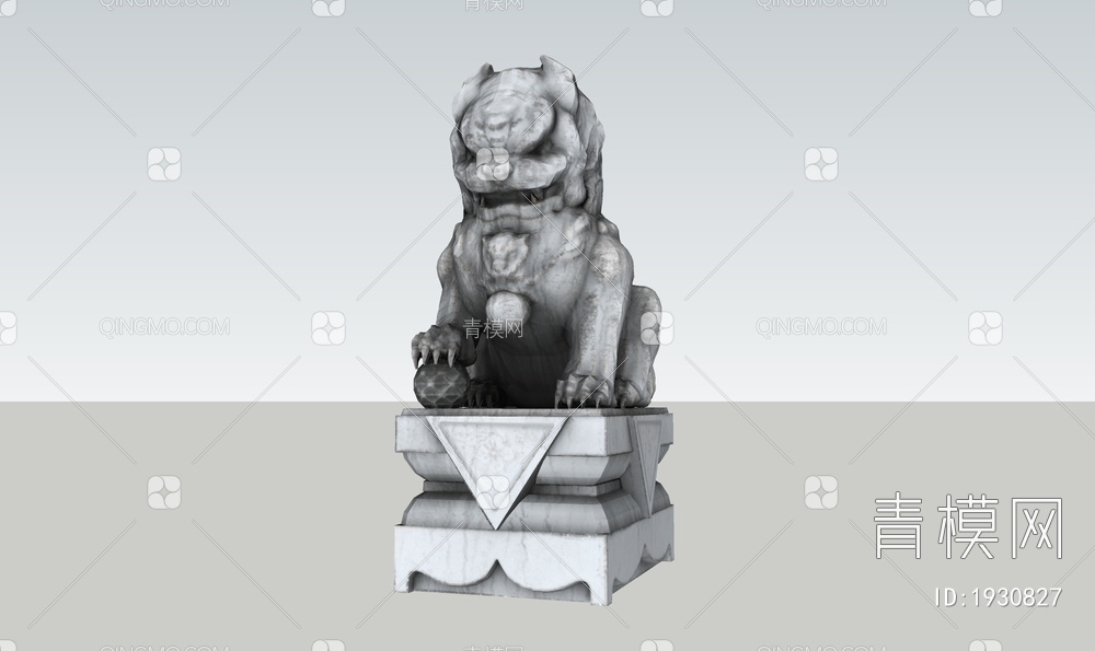 石狮子雕塑 雕塑小品SU模型下载【ID:1930827】