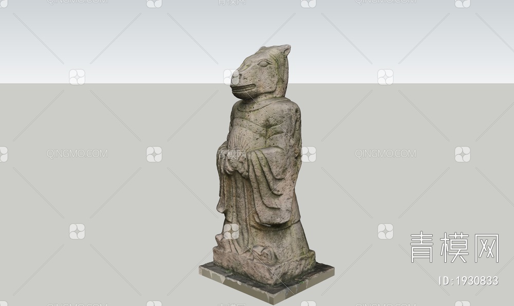 十二生肖马首雕塑 景观雕塑SU模型下载【ID:1930833】