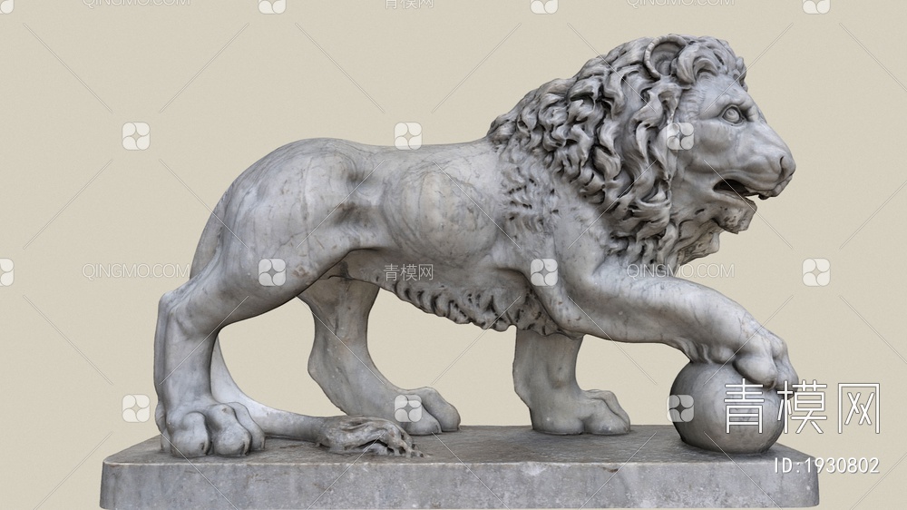 石狮子雕塑 雕塑小品SU模型下载【ID:1930802】