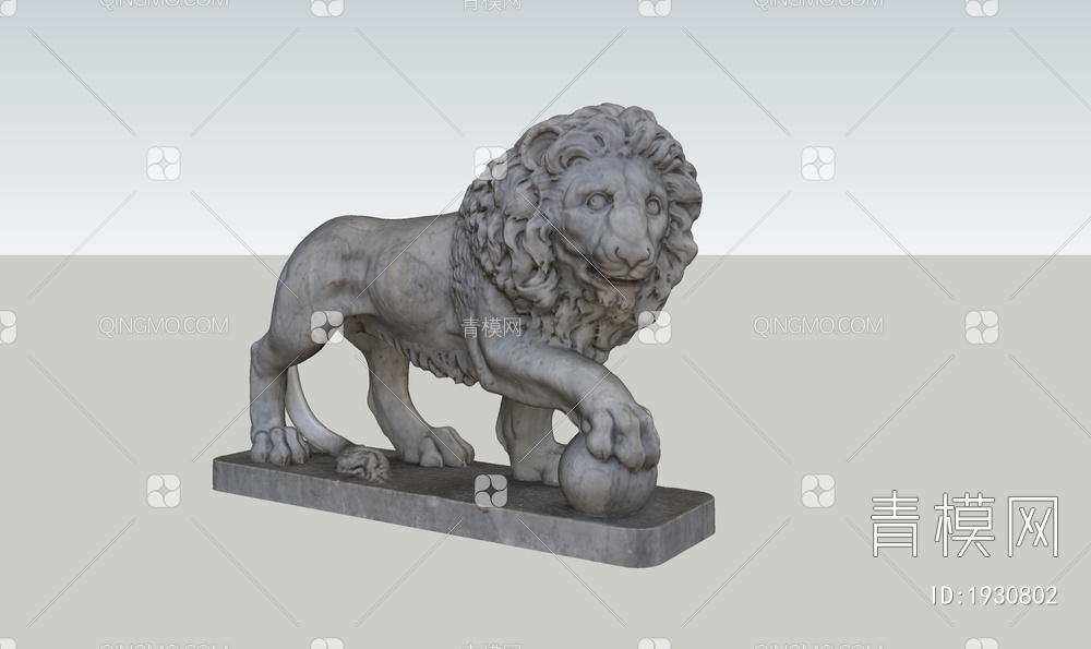 石狮子雕塑 雕塑小品SU模型下载【ID:1930802】