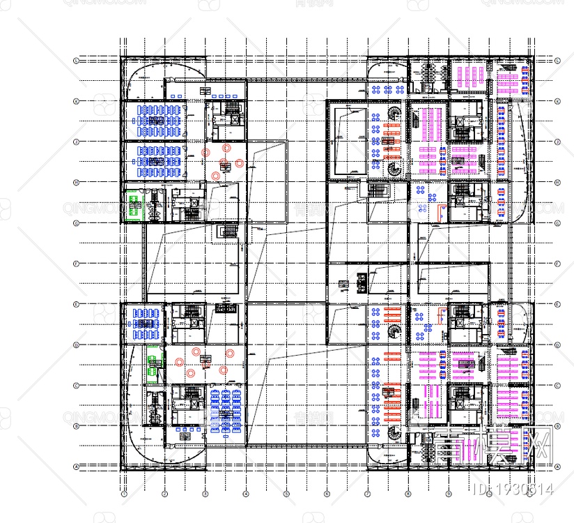 图书馆室内CAD施工图+效果图【ID:1930514】