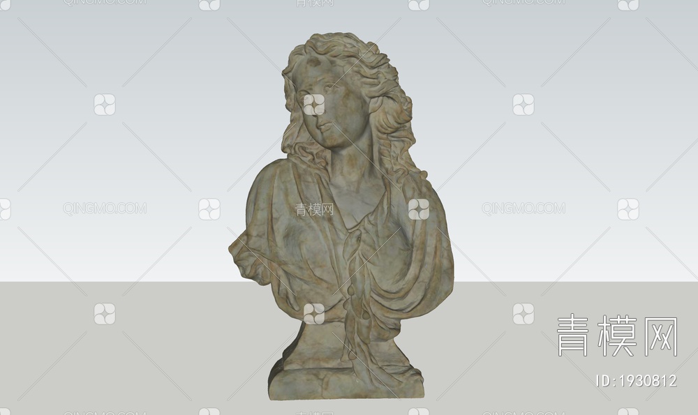 女性人物头像雕塑SU模型下载【ID:1930812】