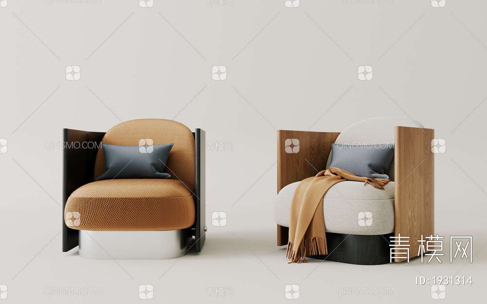 实木，软垫，单人，沙发3D模型下载【ID:1931314】