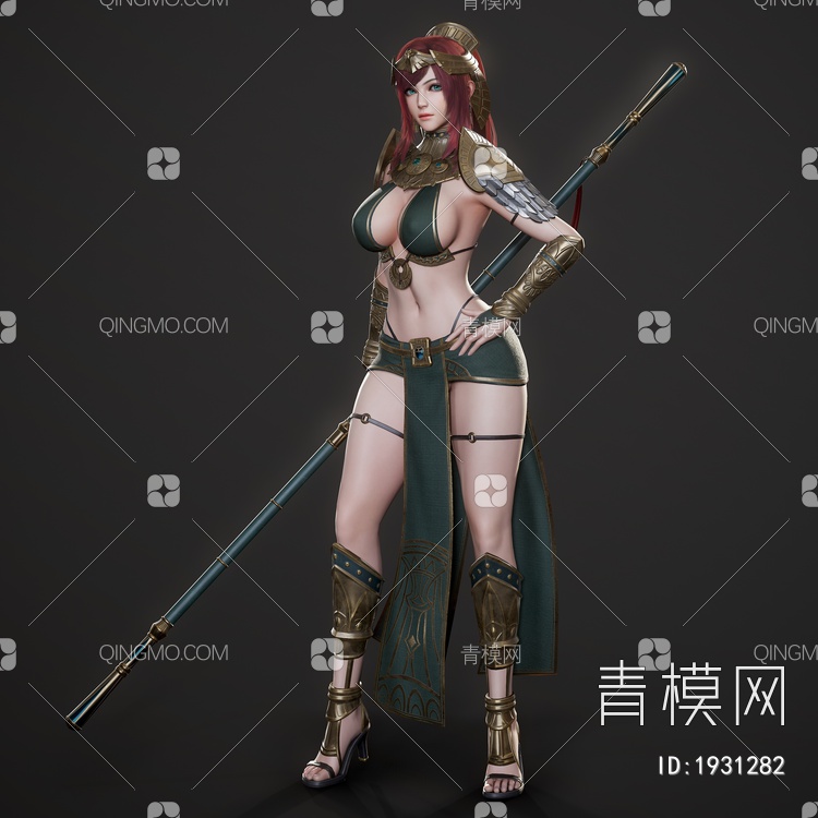 美少女武士游戏角色3D模型下载【ID:1931282】