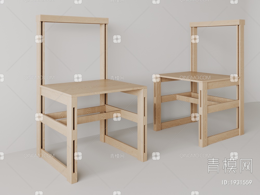 实木单椅3D模型下载【ID:1931559】