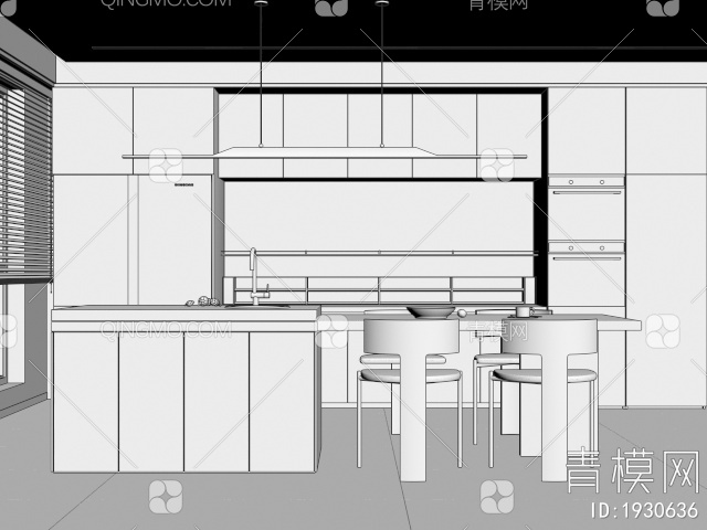 家居餐厅，餐边柜，酒柜，餐桌3D模型下载【ID:1930636】