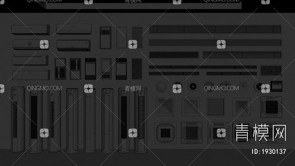 空调 立式空调 挂式空调 中央空调 出风口 圆形 浴霸 极窄出风口3D模型下载【ID:1930137】