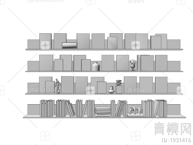 书籍 书本组合 壁挂书架3D模型下载【ID:1931416】