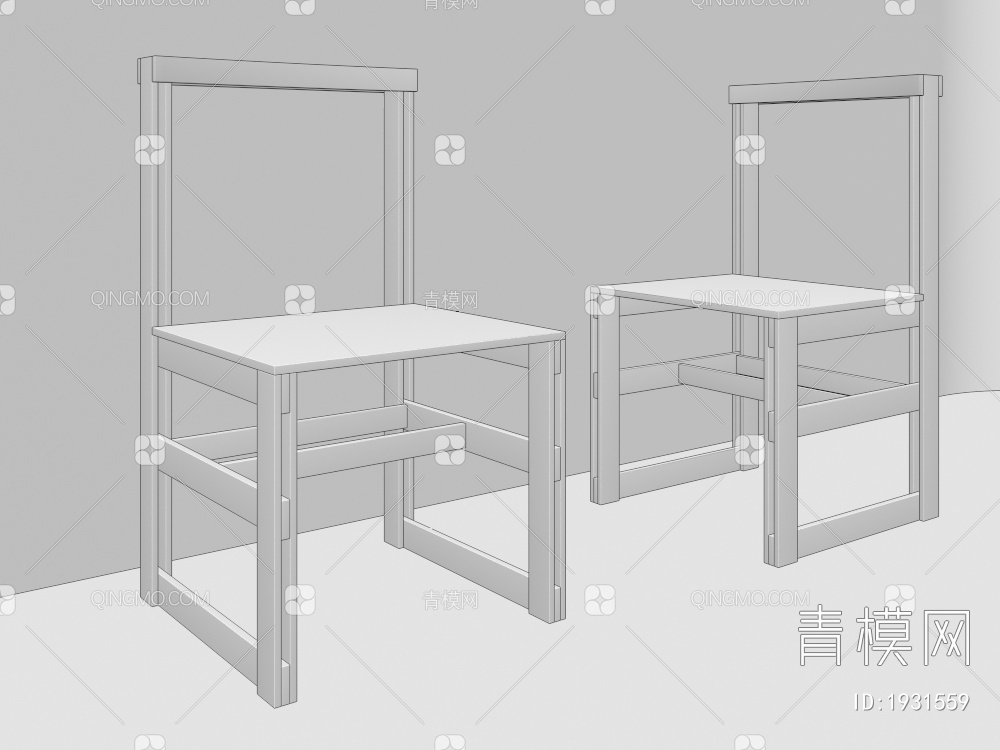 实木单椅3D模型下载【ID:1931559】