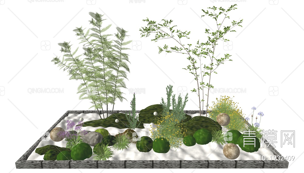 组团小景  景观植物堆 公园小景组合 庭院小景植物组团3D模型下载【ID:1932409】