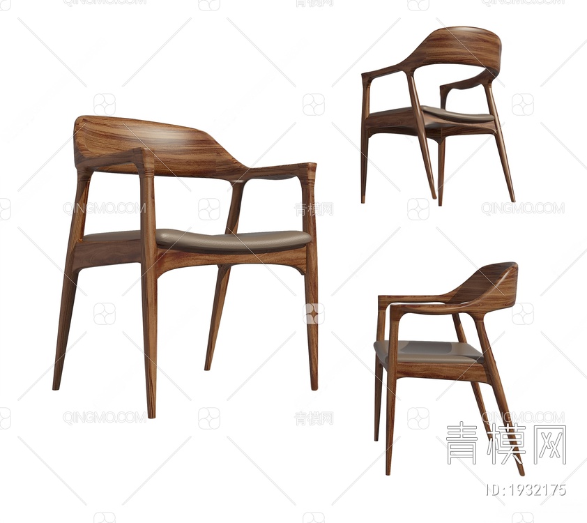 实木餐椅3D模型下载【ID:1932175】