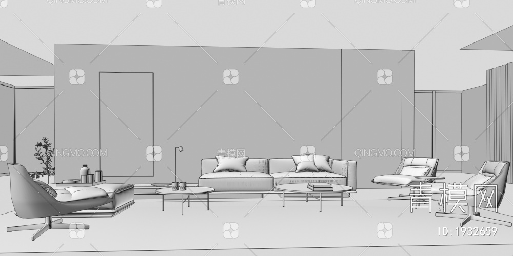时尚客厅 沙发3D模型下载【ID:1932659】