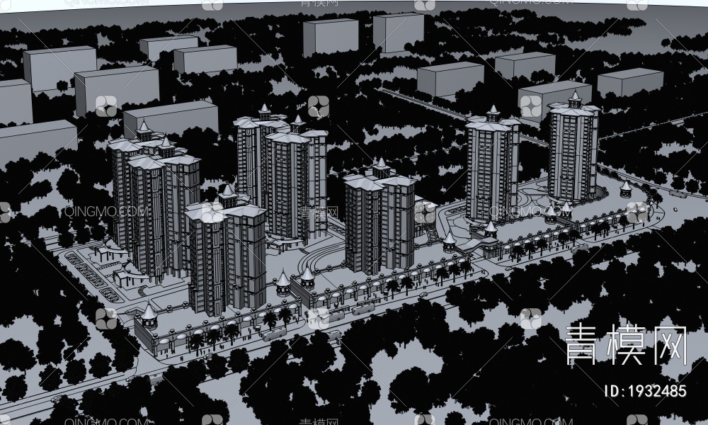 东南住宅楼3D模型下载【ID:1932485】