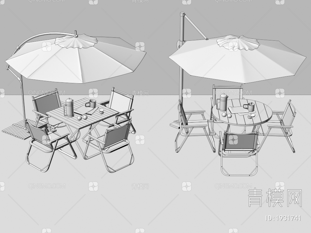 户外休闲椅遮阳伞3D模型下载【ID:1931741】