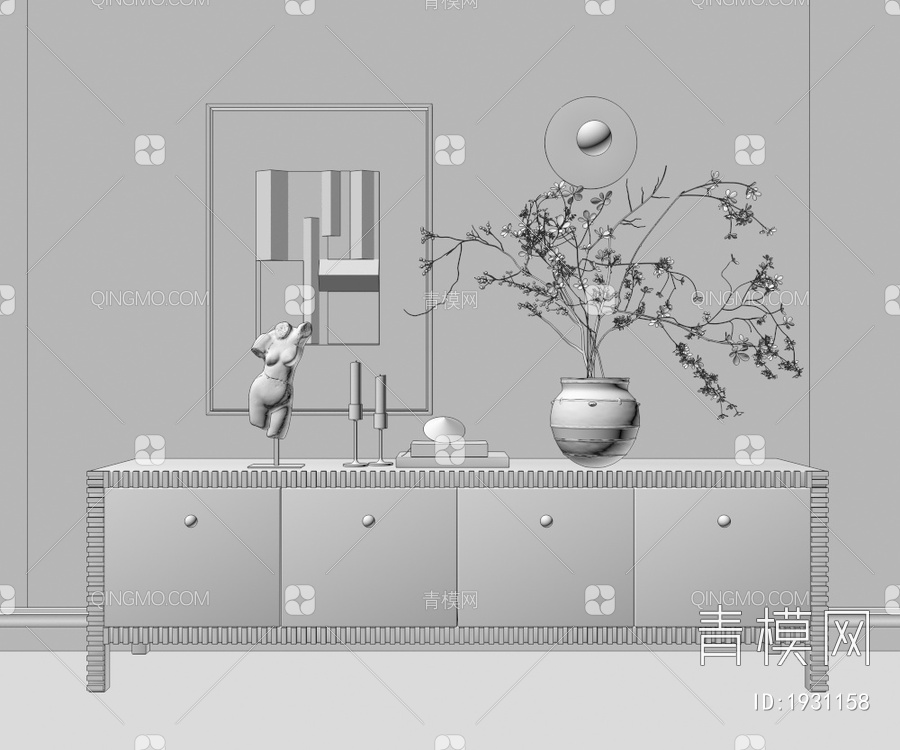 实木，电视柜，边柜，装饰柜，玄关柜3D模型下载【ID:1931158】