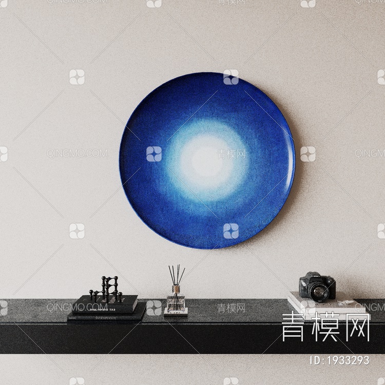 蓝色，渐变，圆盘，壁挂，墙饰3D模型下载【ID:1933293】