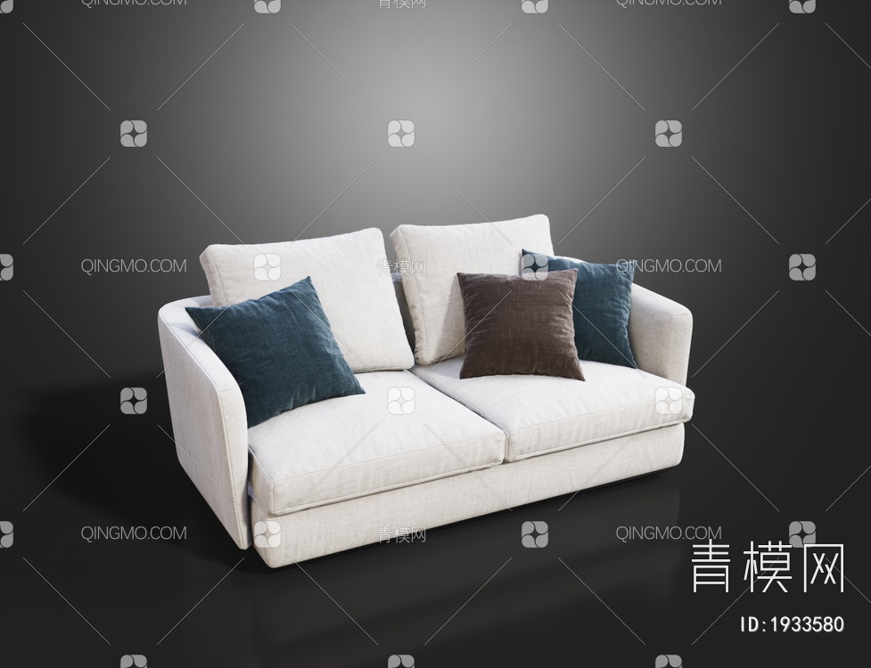 白色双人休闲沙发3D模型下载【ID:1933580】