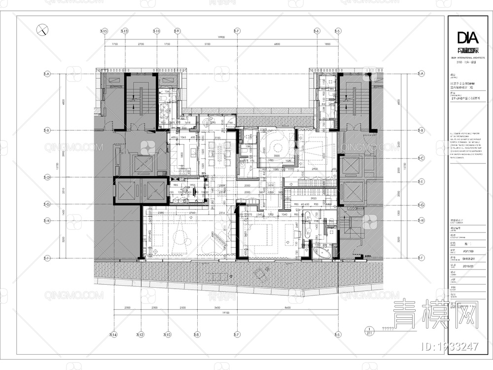 -汉京半山公馆CAD施工图+效果图【ID:1933247】