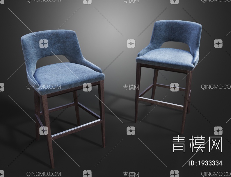 绒布吧椅3D模型下载【ID:1933334】