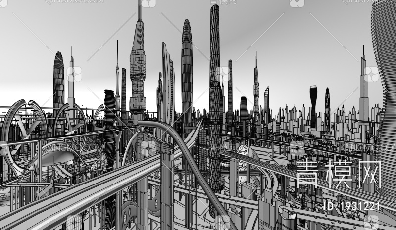 科幻未来城市_未来建筑3D模型下载【ID:1931221】
