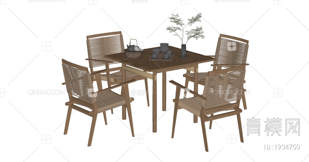 餐桌椅组合SU模型下载【ID:1934750】