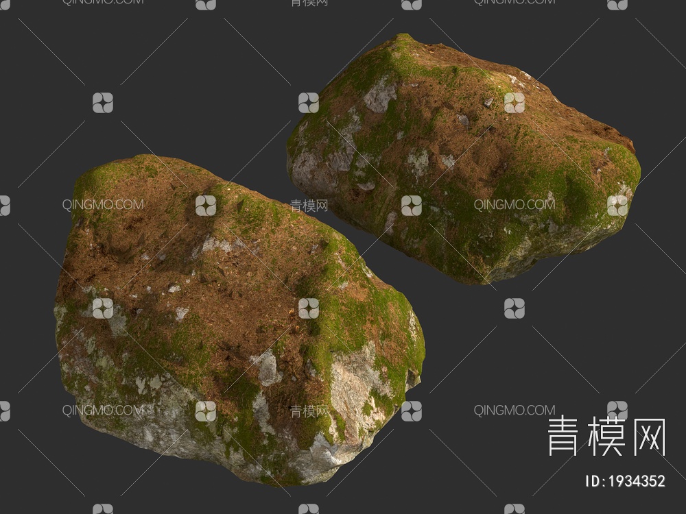 石头 鹅卵石 岩石 石块 苔藓石头SU模型下载【ID:1934352】