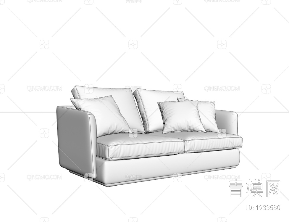 白色双人休闲沙发3D模型下载【ID:1933580】