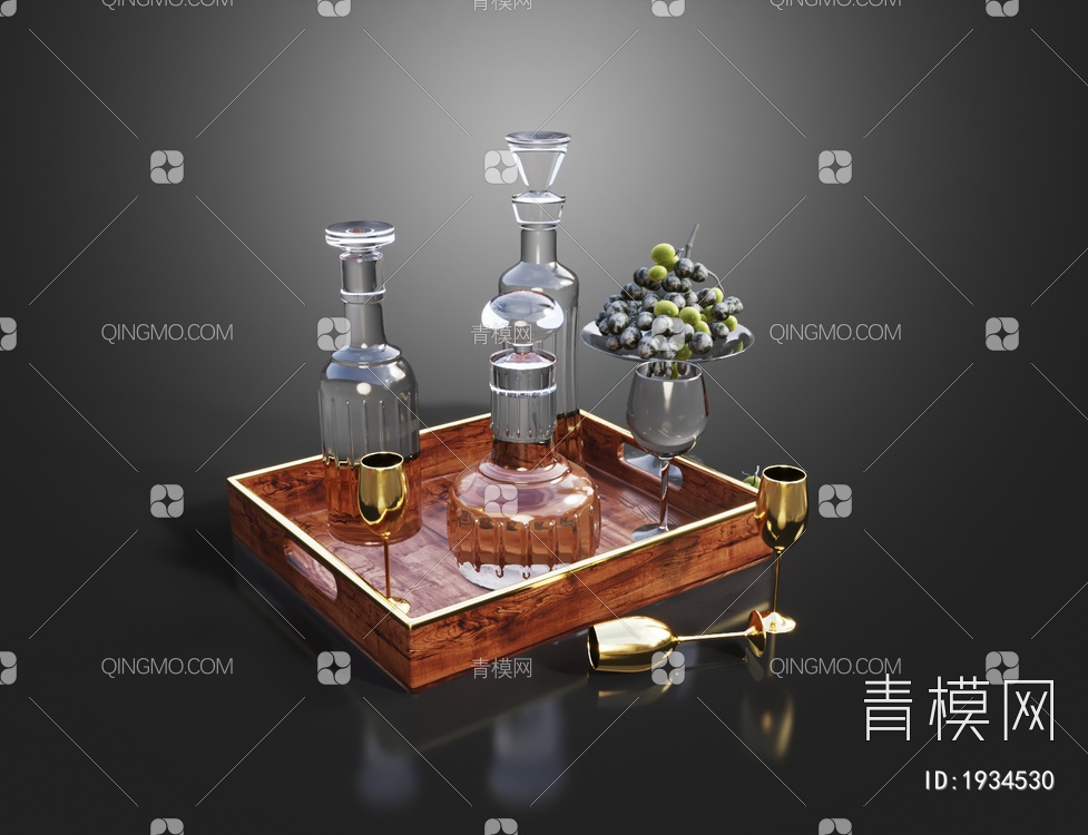 玻璃酒器高脚杯3D模型下载【ID:1934530】