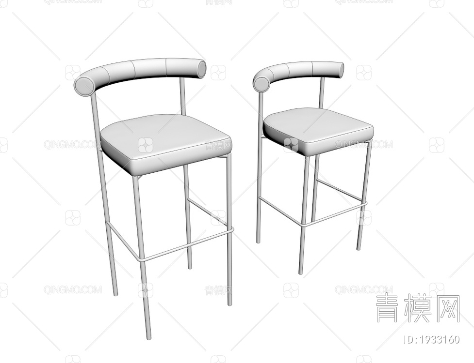 布艺吧椅3D模型下载【ID:1933160】