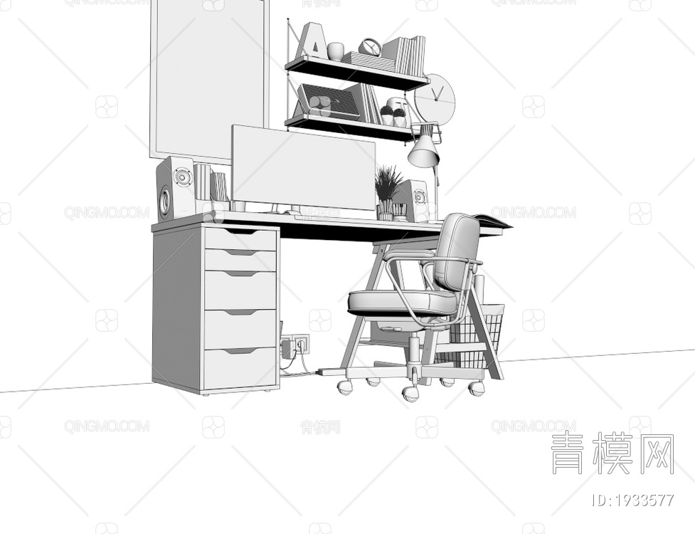书桌椅3D模型下载【ID:1933577】