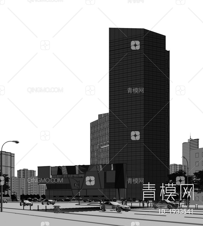 酒店外观3D模型下载【ID:1933541】