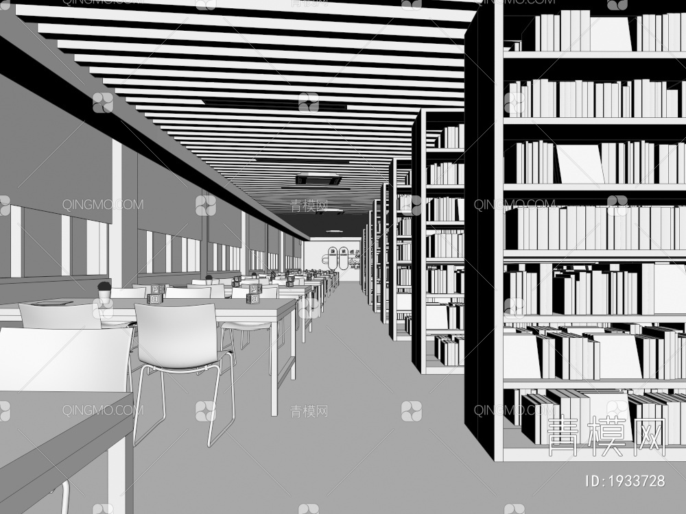 图书阅览室3D模型下载【ID:1933728】