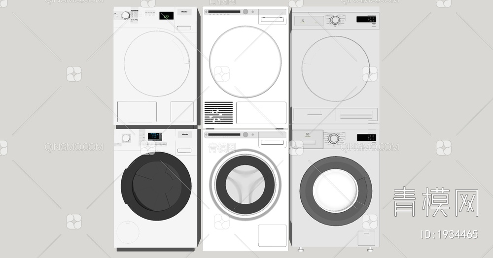 洗衣机 烘干机组合SU模型下载【ID:1934465】