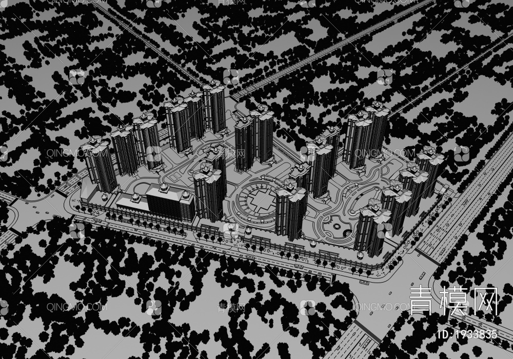 住宅楼规划3D模型下载【ID:1933835】