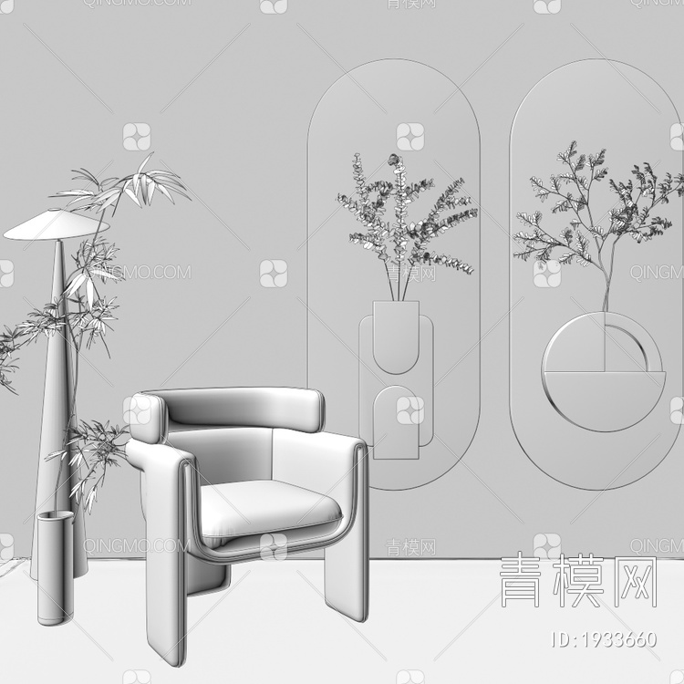 墙饰 挂件 休闲椅 落地灯3D模型下载【ID:1933660】