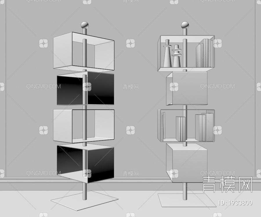 书柜 边柜3D模型下载【ID:1933800】