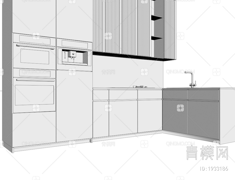 黑色一体式橱柜3D模型下载【ID:1933186】