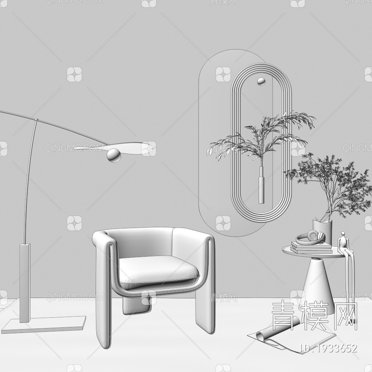 墙饰 挂件 休闲椅 落地灯3D模型下载【ID:1933652】