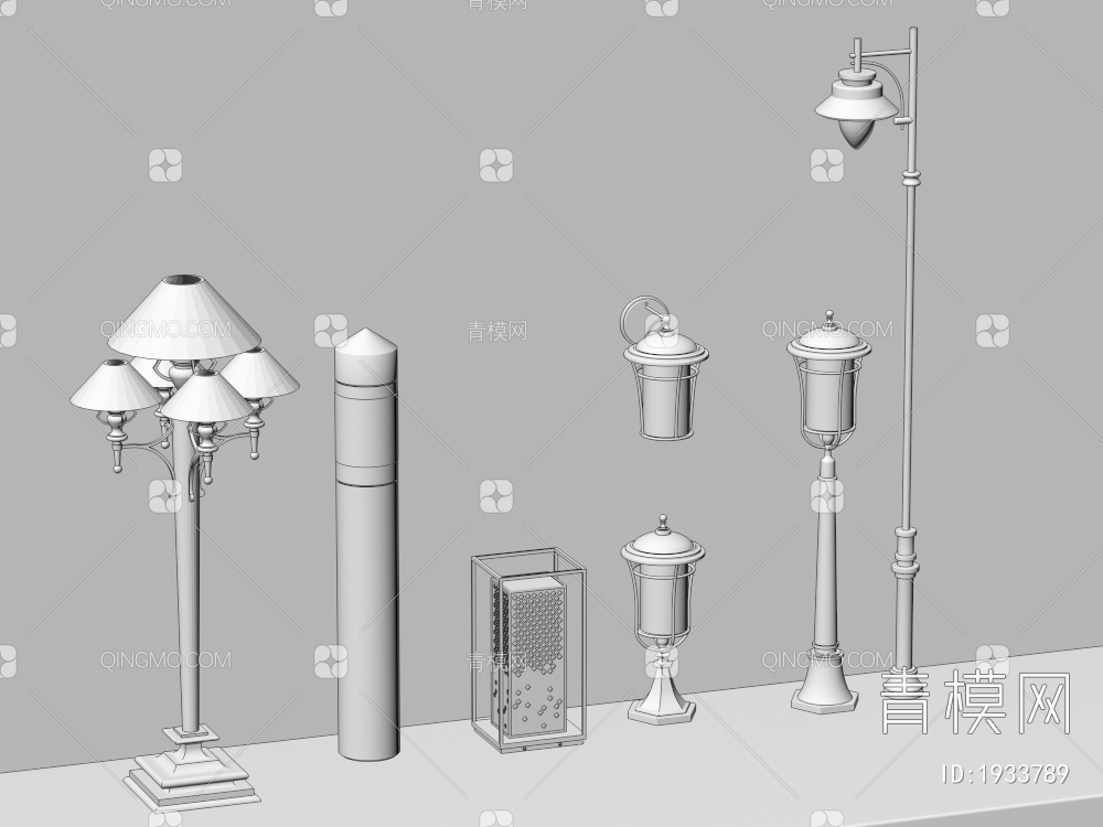 户外灯 路灯 高杆灯 景观灯 庭院灯 照明灯 太阳能灯3D模型下载【ID:1933789】