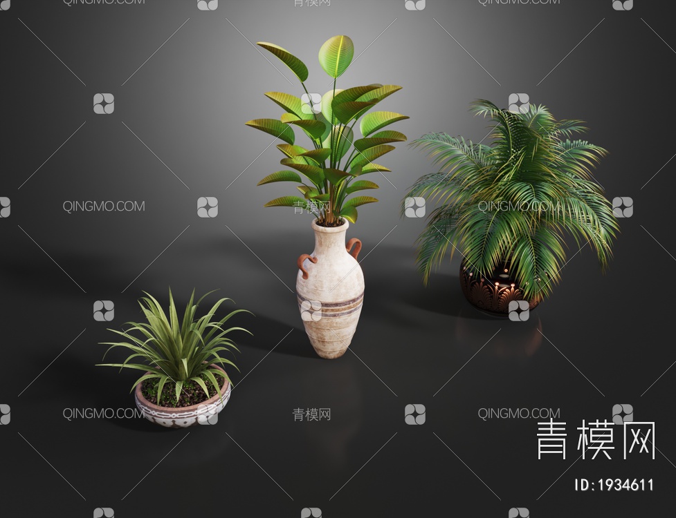 植物盆栽3D模型下载【ID:1934611】