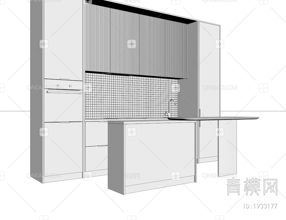 实木橱柜 中岛台3D模型下载【ID:1933177】